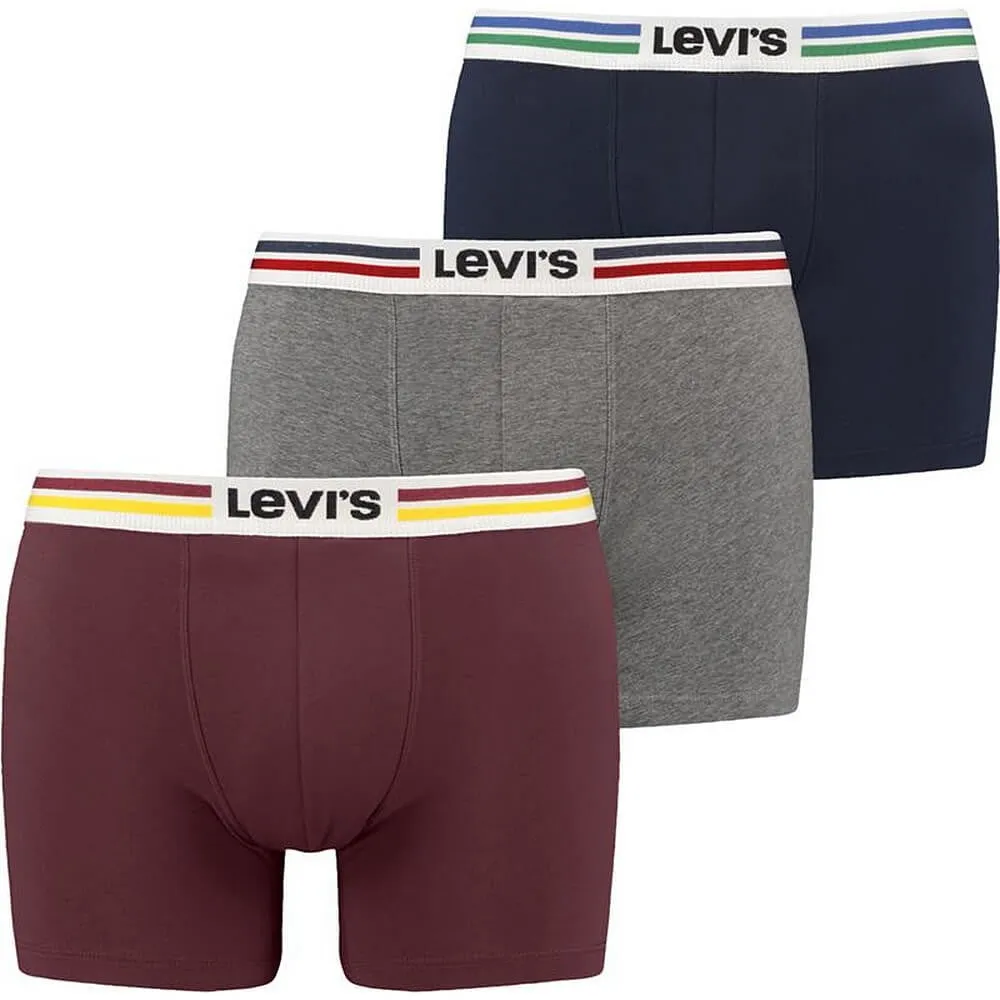 Súprava 3 kusov boxeriek Levi's® Giftbox Athleisure Elastic Boxer Brief bordová/šedá/tmavomodrá