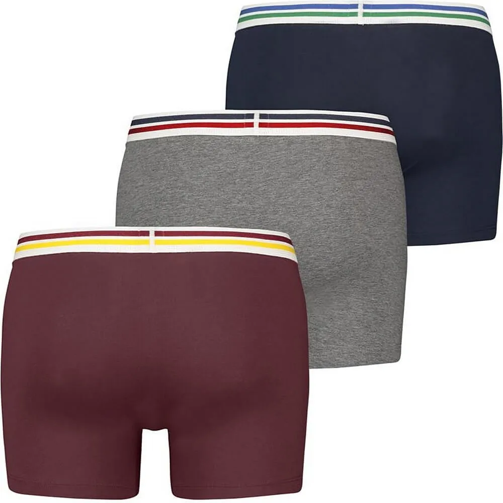 Súprava 3 kusov boxeriek Levi's® Giftbox Athleisure Elastic Boxer Brief bordová/šedá/tmavomodrá