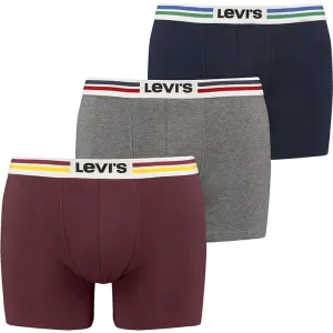 Súprava 3 kusov boxeriek Levi's® Giftbox Athleisure Elastic Boxer Brief bordová/šedá/tmavomodrá