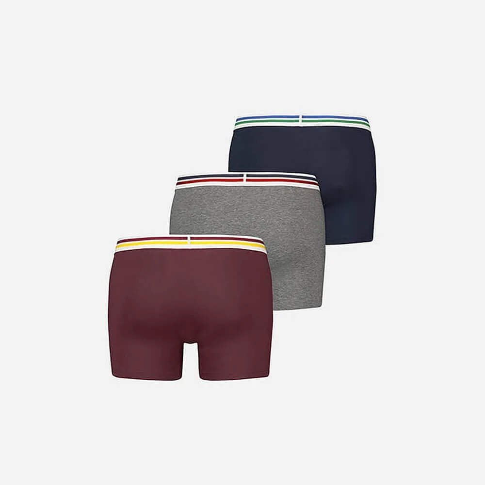 Súprava 3 kusov boxeriek Levi's® Giftbox Athleisure Elastic Boxer Brief bordová/šedá/tmavomodrá