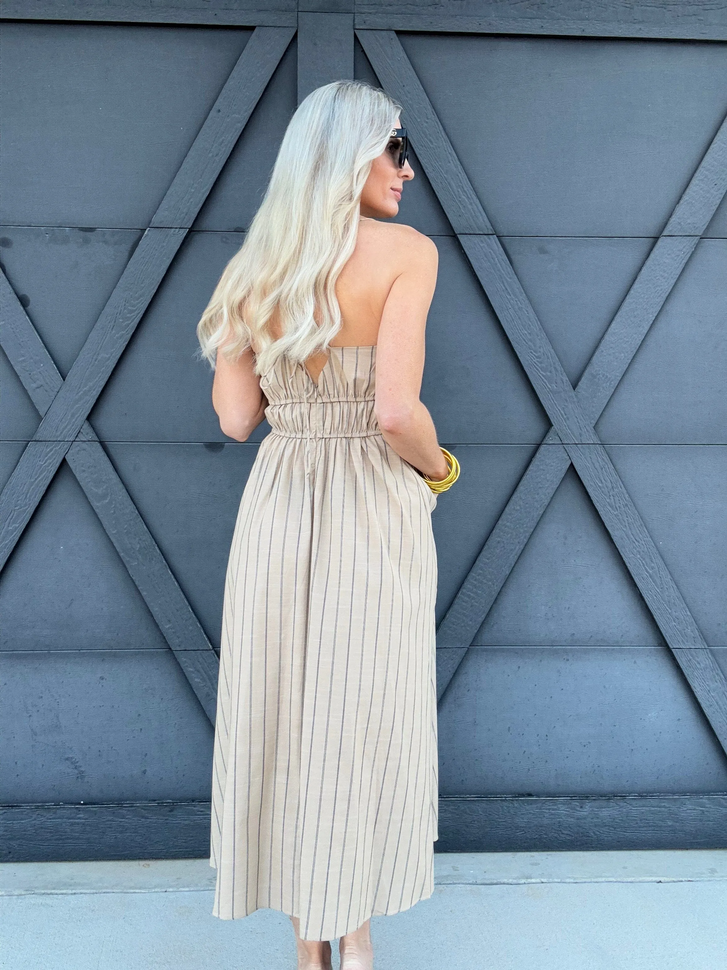 Striped Sundress In Beige