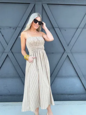 Striped Sundress In Beige