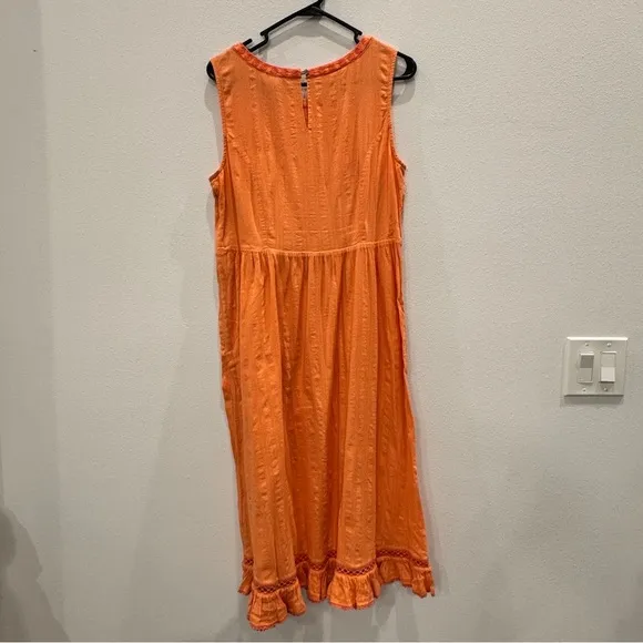 Sundance Orange Sleeveless Lace Dress Size Medium 100% Cotton