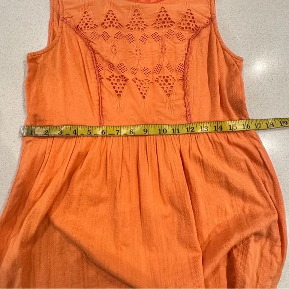 Sundance Orange Sleeveless Lace Dress Size Medium 100% Cotton