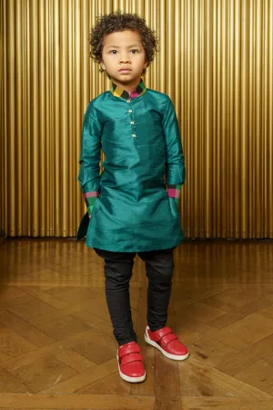 SURAT Silk and Plaid Kids Kurta