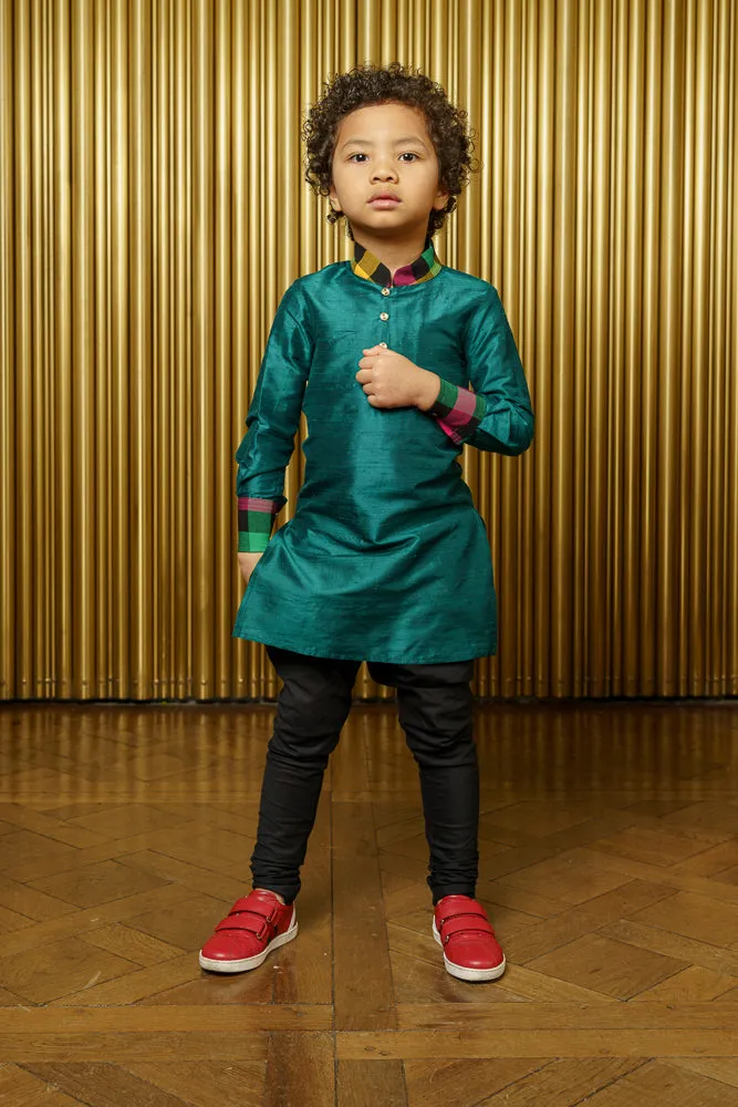 SURAT Silk and Plaid Kids Kurta