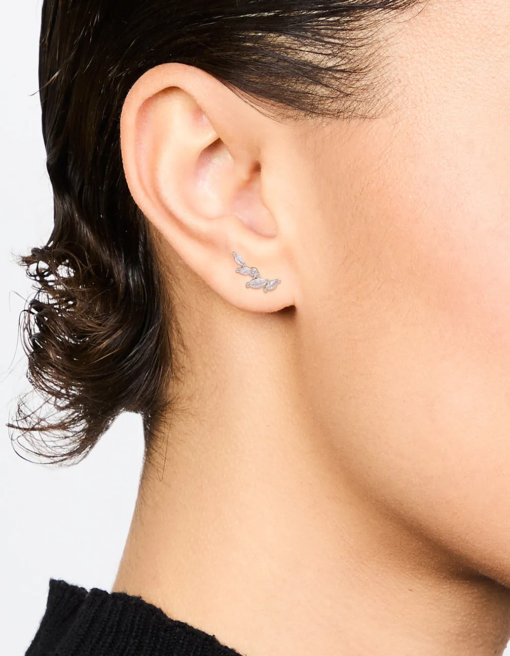 Surgical Steel Marquise Crawler Flat Back Earrings 2-Pack