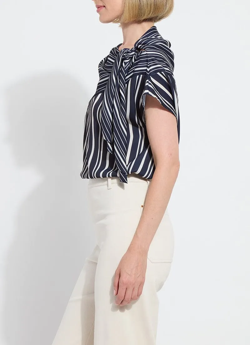 Tamar Stripe Bow-Tie Neck Top