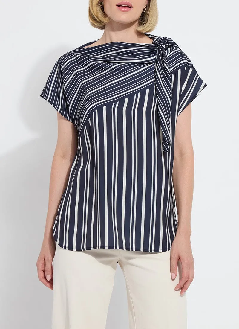 Tamar Stripe Bow-Tie Neck Top