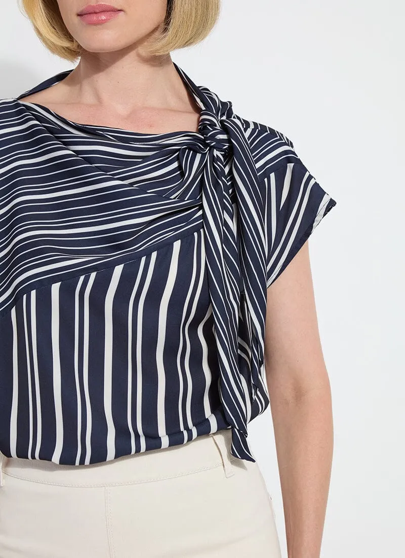 Tamar Stripe Bow-Tie Neck Top