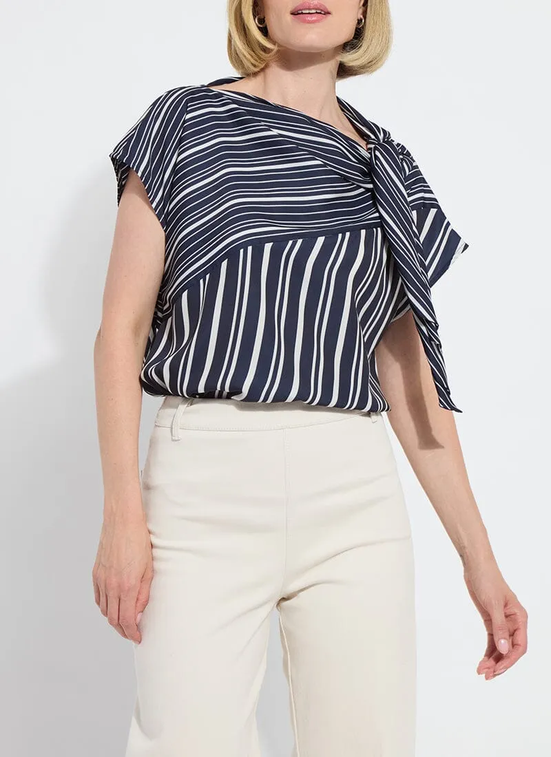 Tamar Stripe Bow-Tie Neck Top