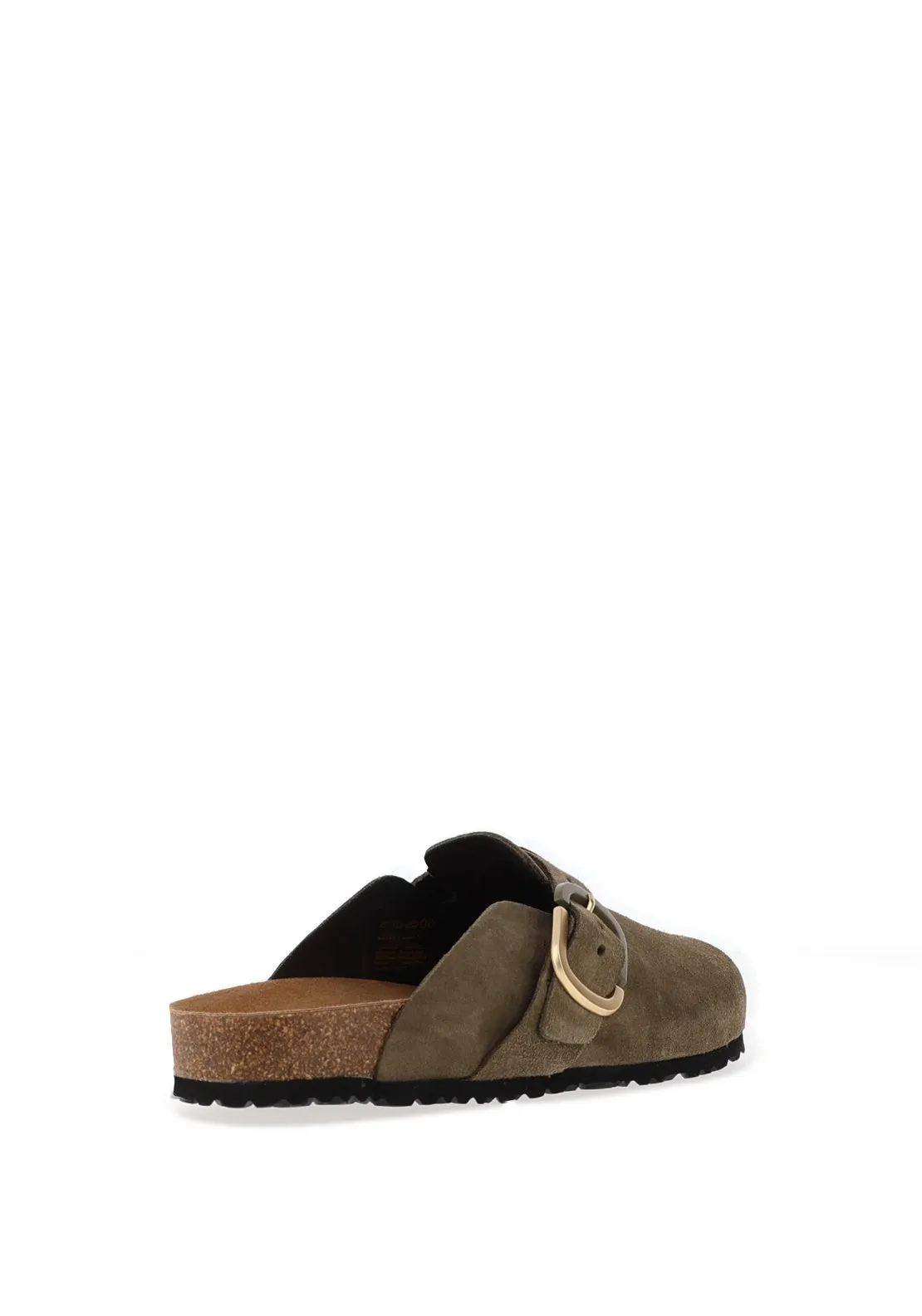 Tamaris Suede Buckled Clogs, Green