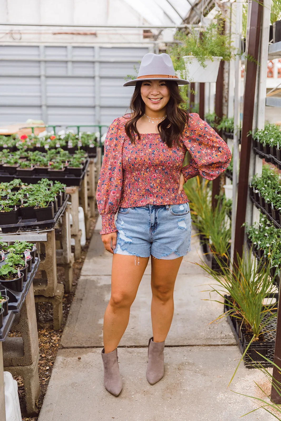 Tarynn Square Neck Floral Print Top