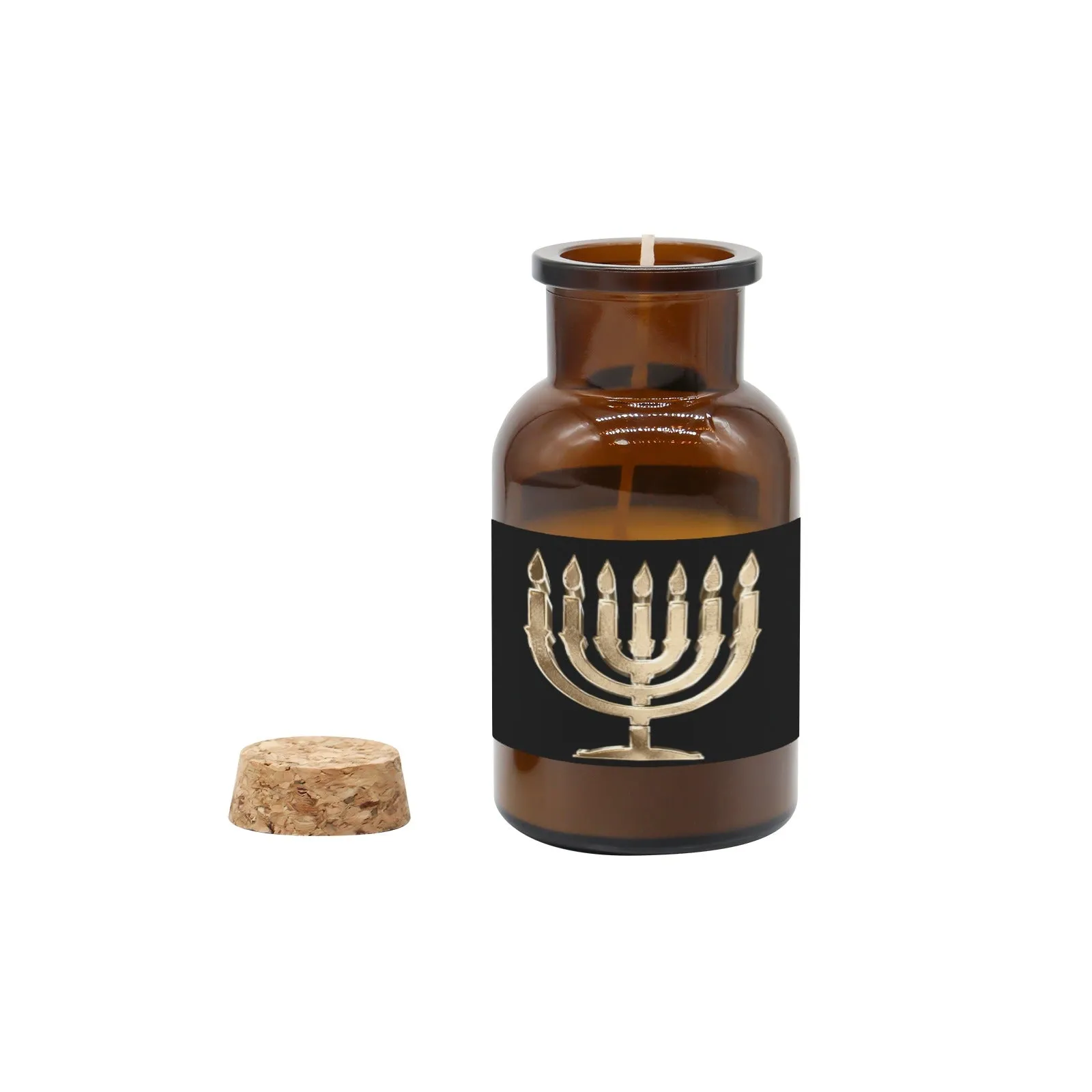 Tawny Rose Sandal Medicine Bottle Candle Cup (Black Print)
