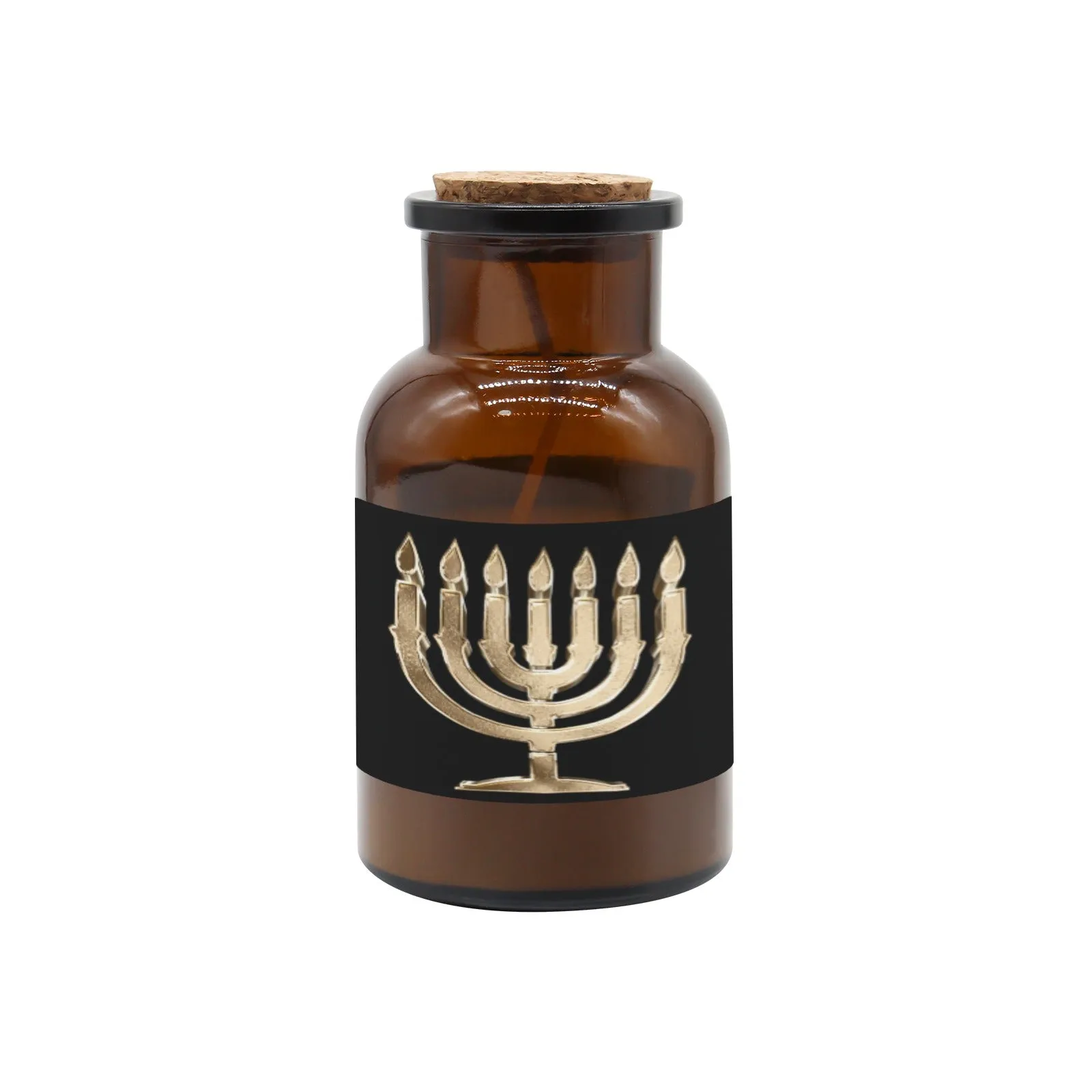Tawny Rose Sandal Medicine Bottle Candle Cup (Black Print)