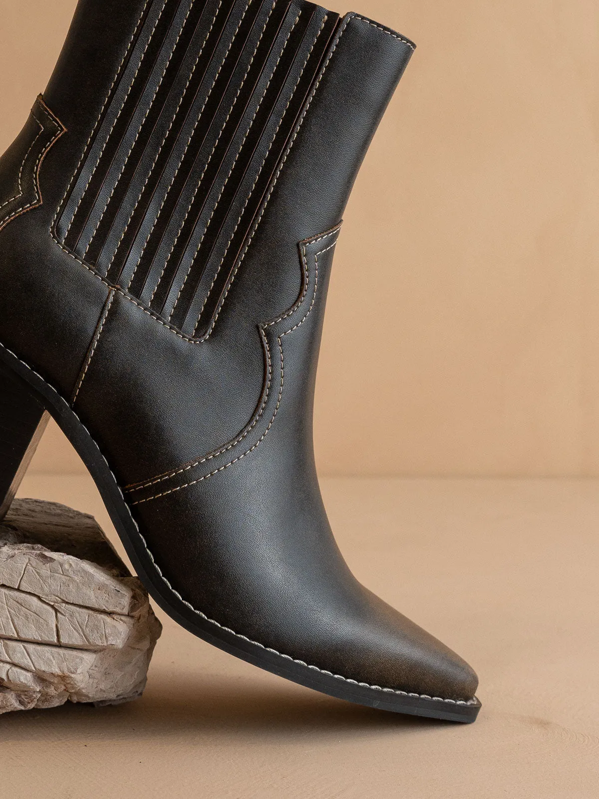 The Addison |  Coffee Perfectly Paneled Western Boot