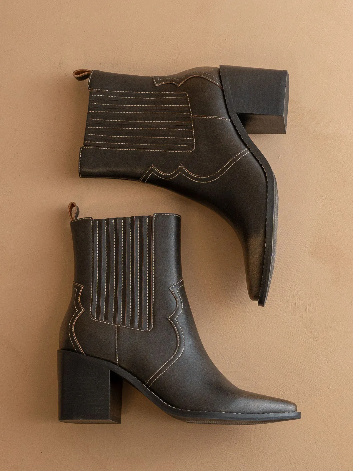 The Addison |  Coffee Perfectly Paneled Western Boot