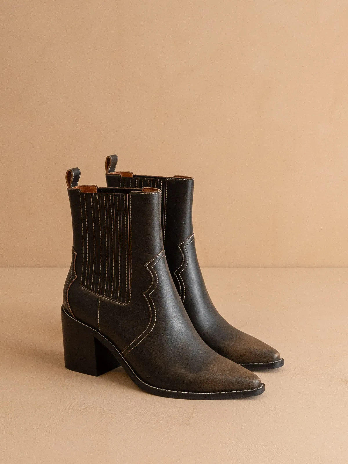 The Addison |  Coffee Perfectly Paneled Western Boot