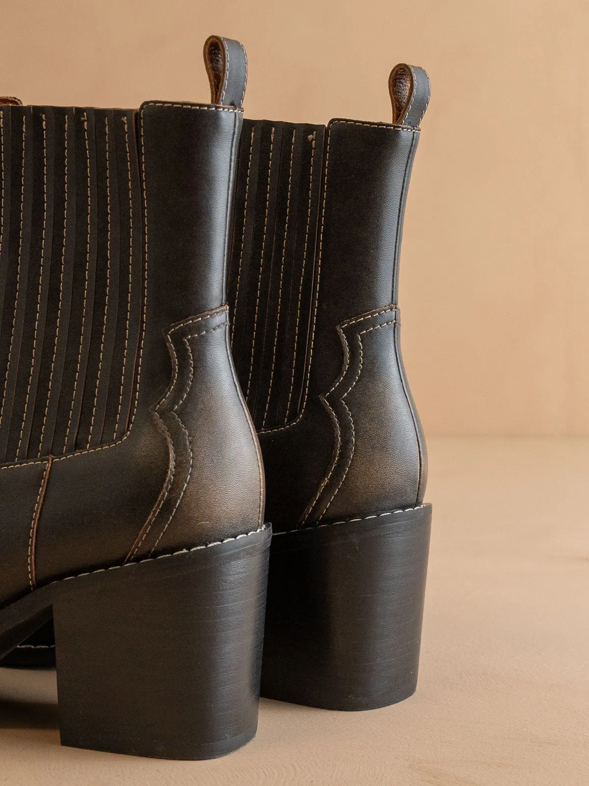 The Addison |  Coffee Perfectly Paneled Western Boot