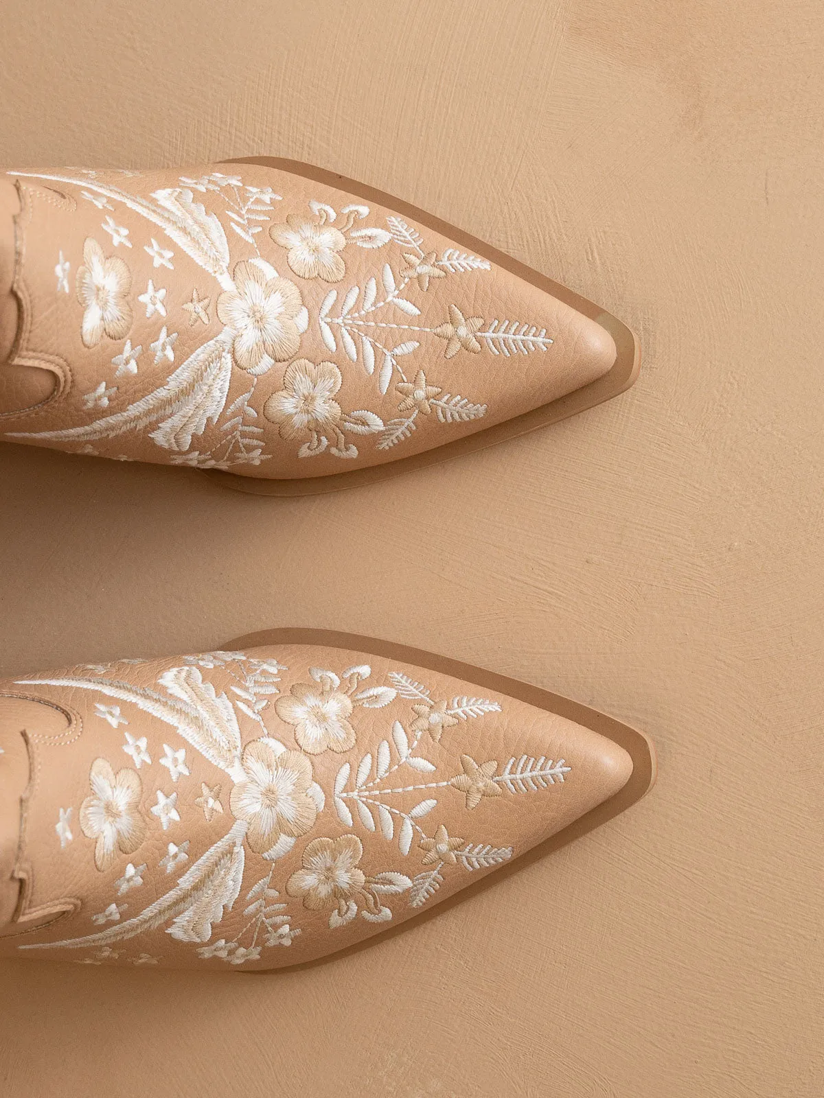 The Bailey | Apricot Embroidered Cowboy Bootie