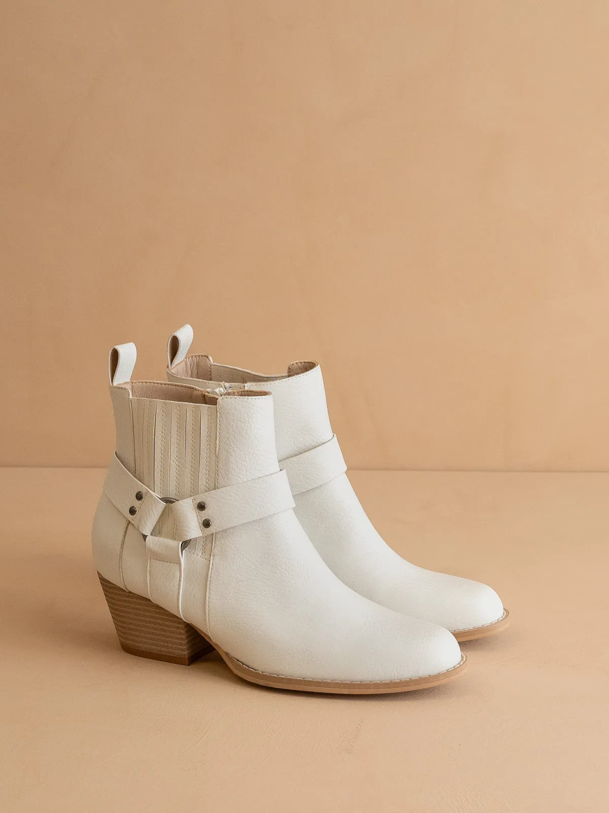 The Caleb | White  Paneled Moto Bootie