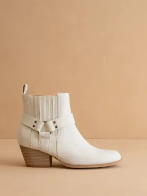 The Caleb | White  Paneled Moto Bootie