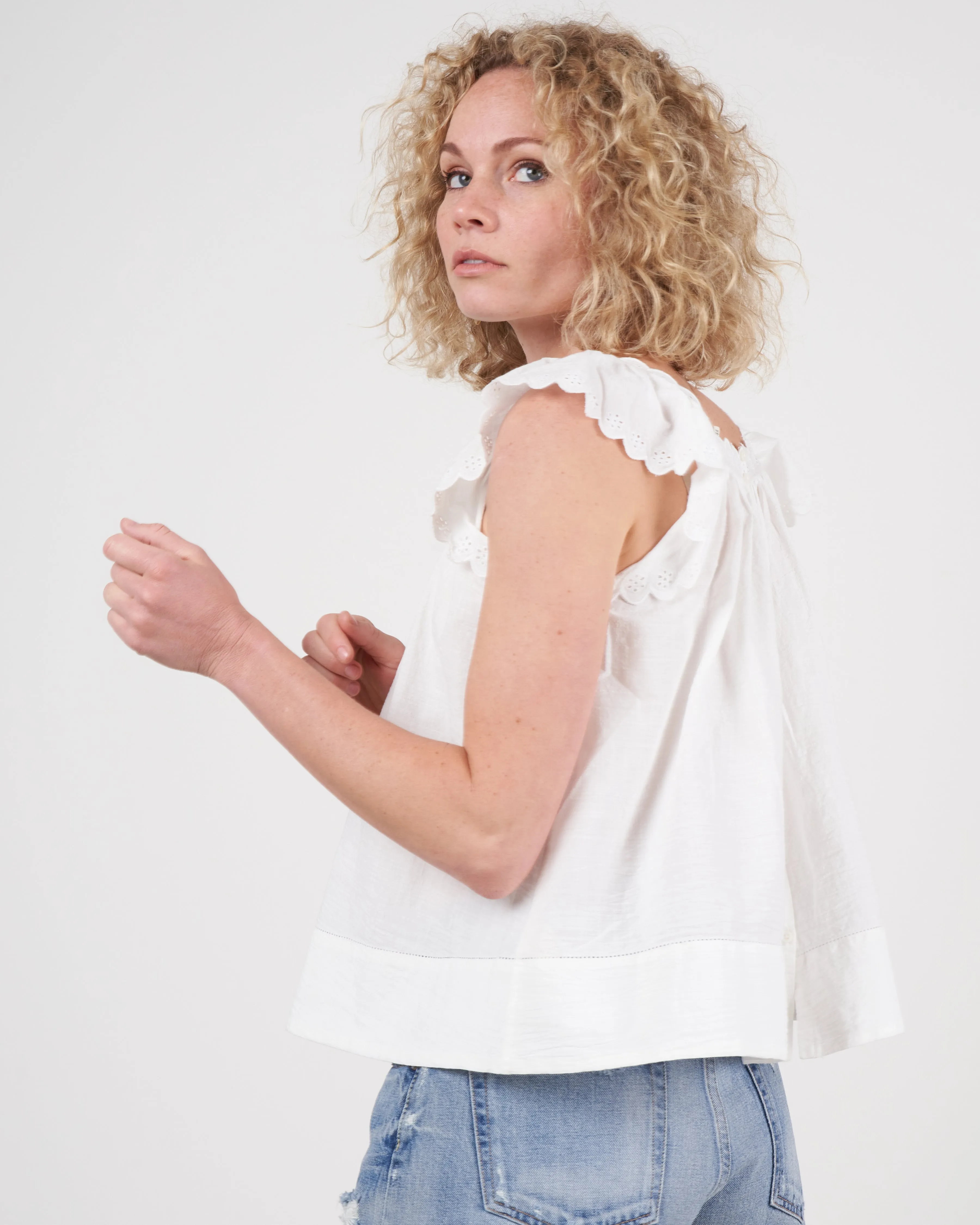 the eyelet keepsake tank - white white