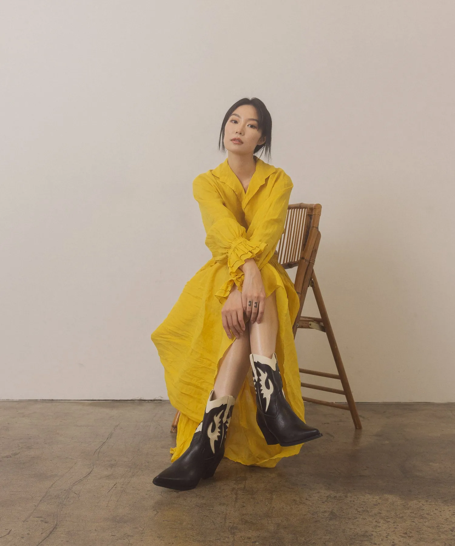 The Houston | Black Layered panel cowboy boot