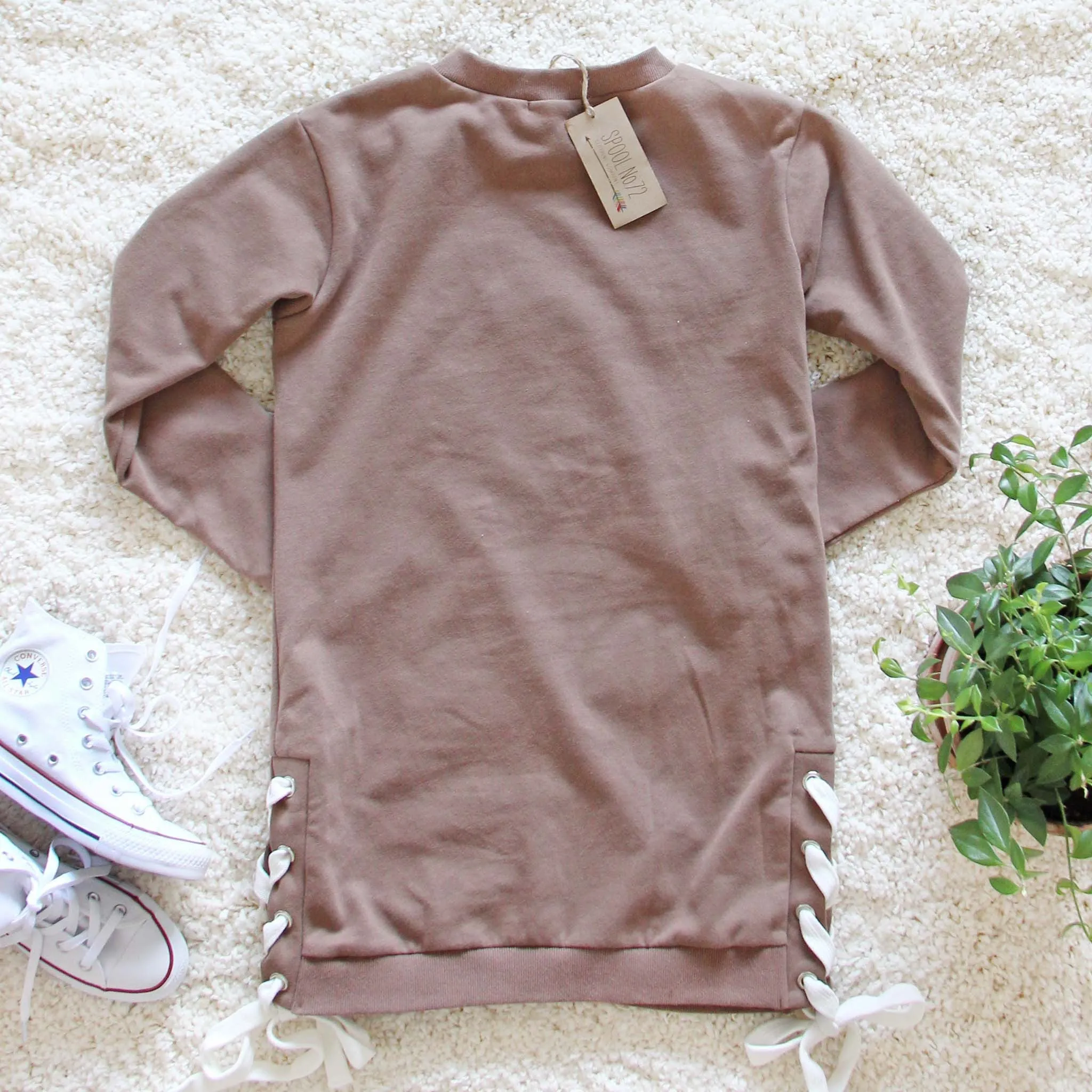 The Lace-up Sweatshirt Dress in Timber