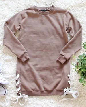 The Lace-up Sweatshirt Dress in Timber