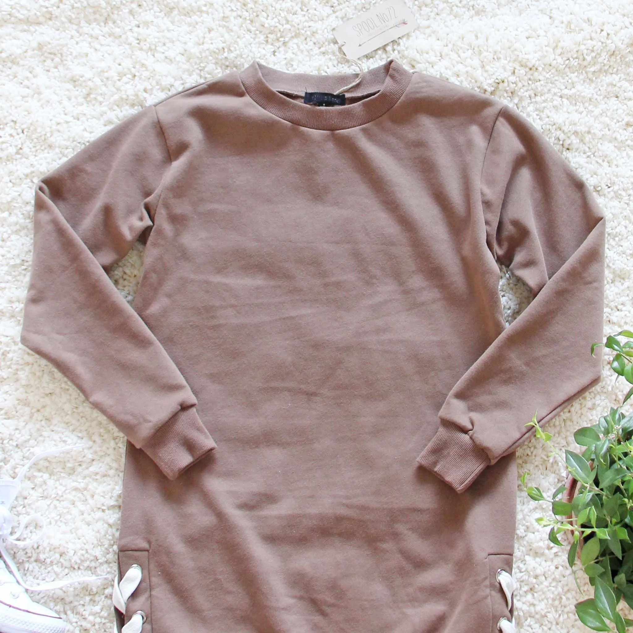 The Lace-up Sweatshirt Dress in Timber