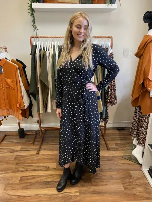 The Maxi Wrap Dress in Spotted Raven