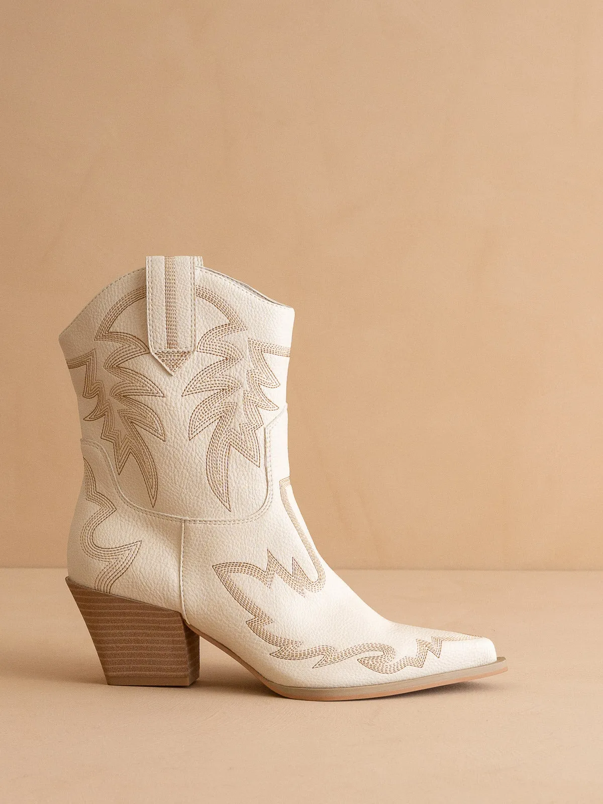 The Nantes | Beige Western embroidered cowboy boot