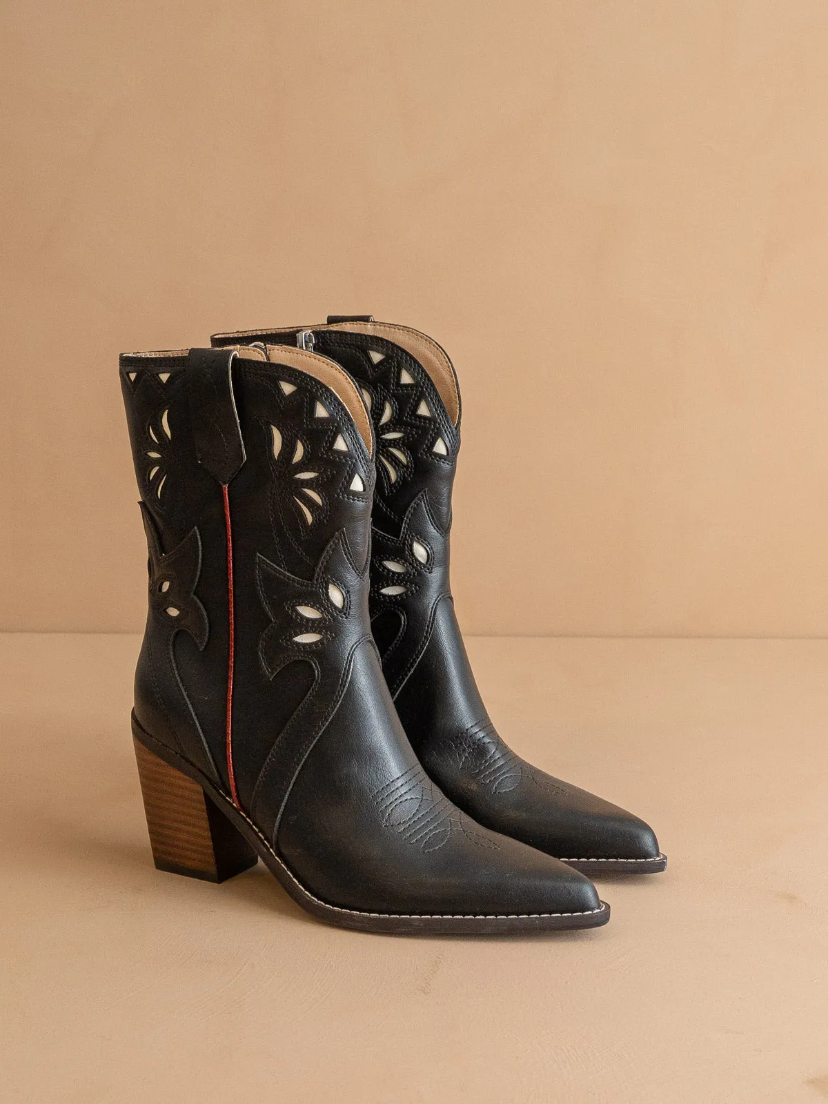 The Sorrel | Black Paneled Western Bootie