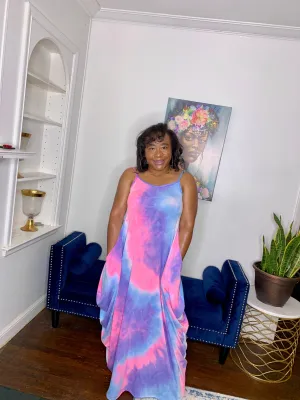 Tie Dye Maxi Dress- Pink