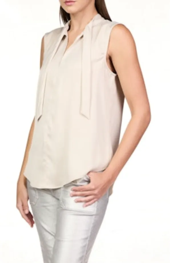 Tie Neck Satin Shell