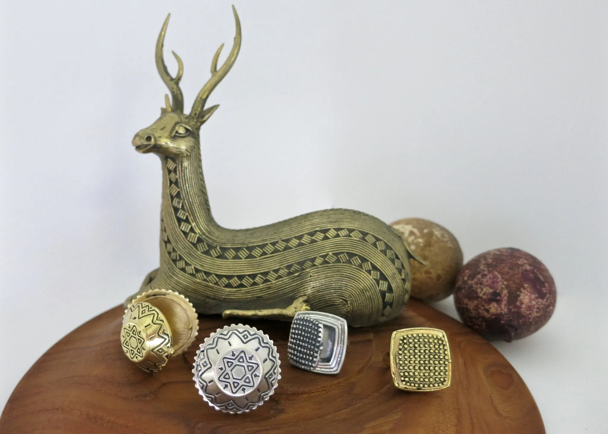 Tribal-chic, flat top dome, sterling silver amulet ring