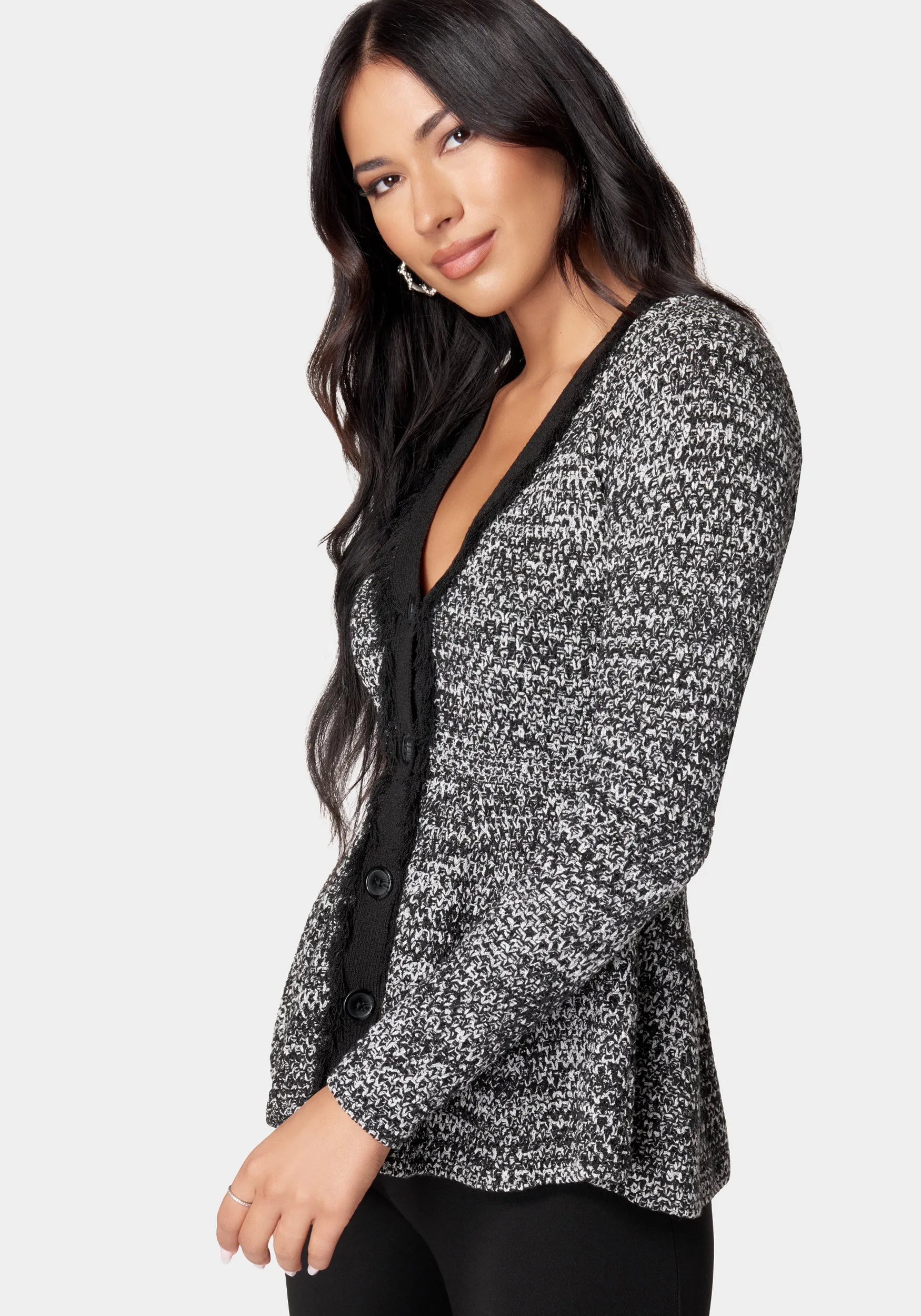 Tweed Peplum Sweater Cardigan