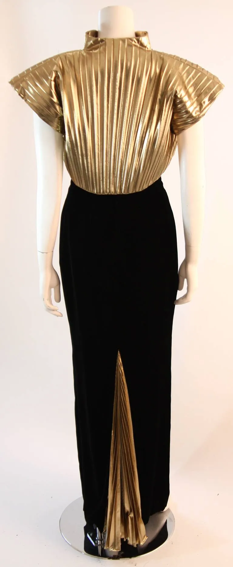 VICKY TIEL Black Velvet and Gold Cleopatra Gown with Bolero