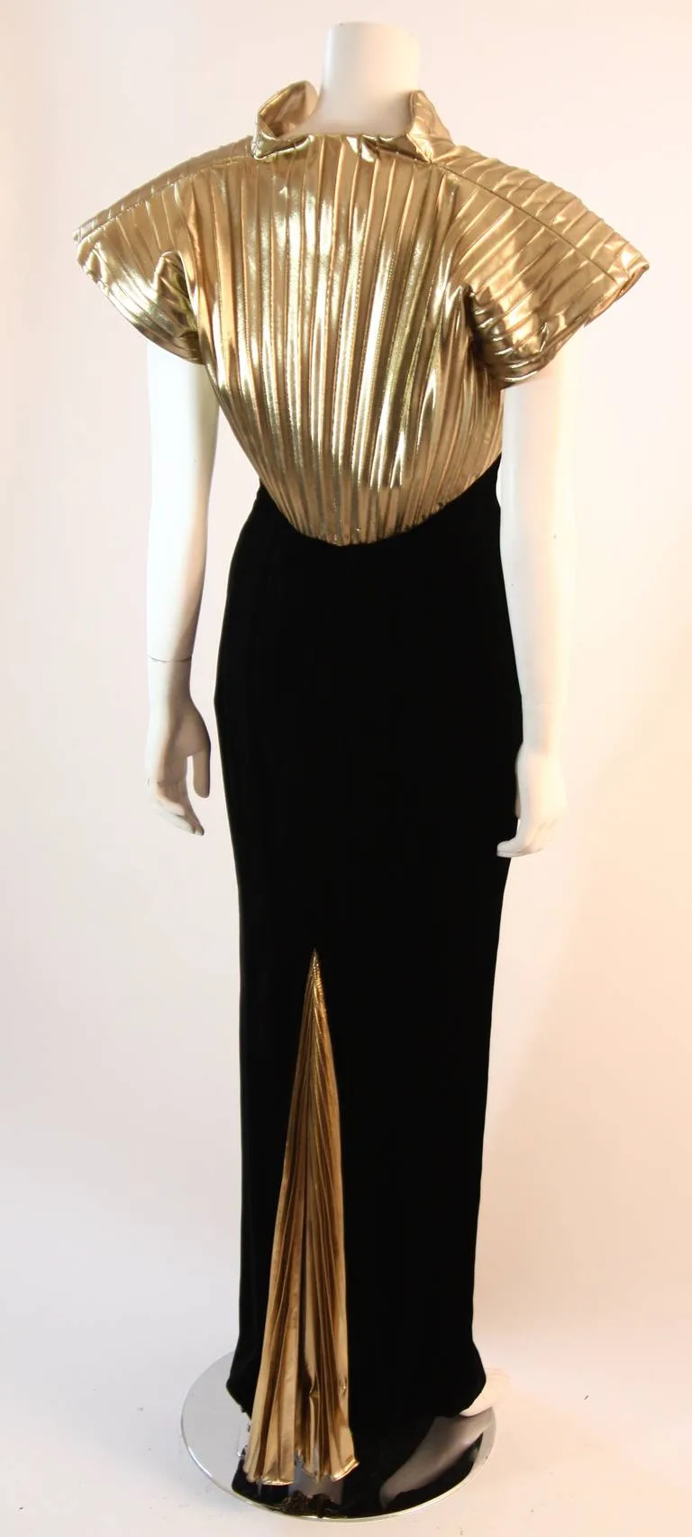 VICKY TIEL Black Velvet and Gold Cleopatra Gown with Bolero