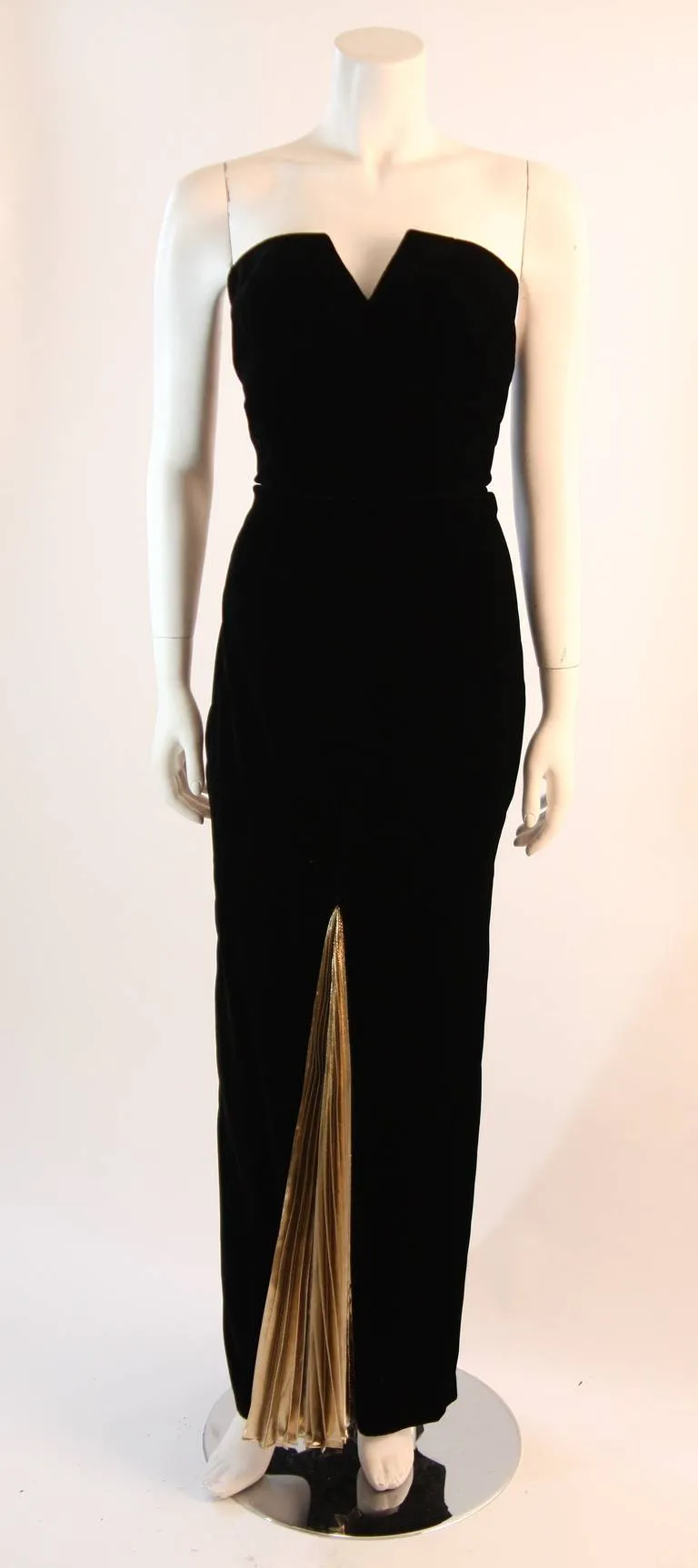 VICKY TIEL Black Velvet and Gold Cleopatra Gown with Bolero