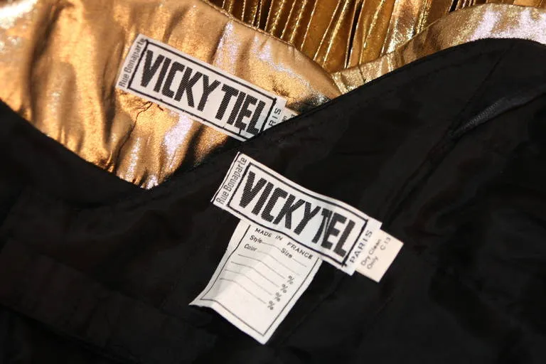 VICKY TIEL Black Velvet and Gold Cleopatra Gown with Bolero