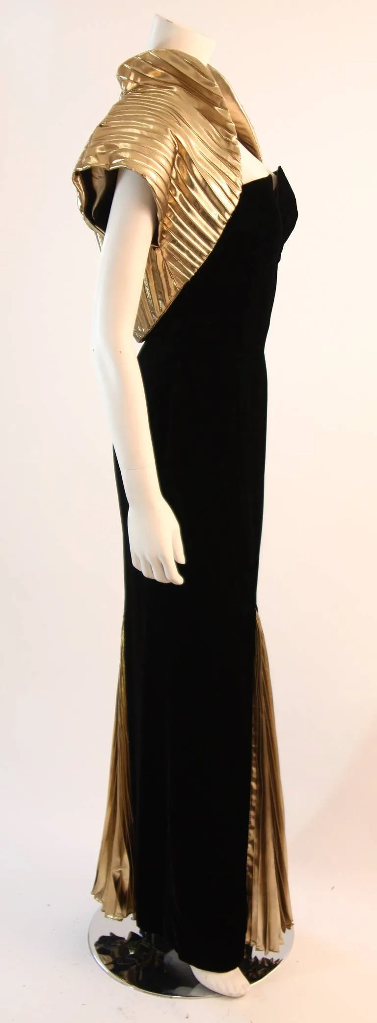 VICKY TIEL Black Velvet and Gold Cleopatra Gown with Bolero