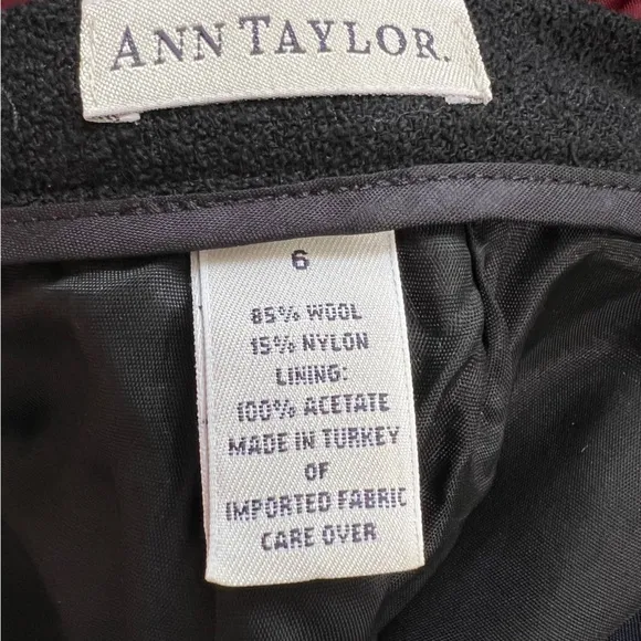 Vintage Ann Taylor Classic Black Women's Blazer Skirt Set Wool Blend Suit 6/8