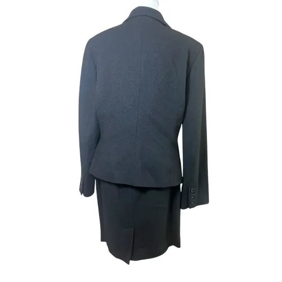 Vintage Ann Taylor Classic Black Women's Blazer Skirt Set Wool Blend Suit 6/8