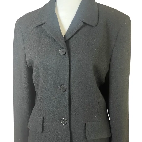 Vintage Ann Taylor Classic Black Women's Blazer Skirt Set Wool Blend Suit 6/8