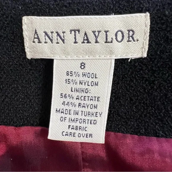 Vintage Ann Taylor Classic Black Women's Blazer Skirt Set Wool Blend Suit 6/8