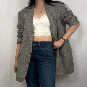 Vintage Haggar Grey Tweed Oversized Boyfriend Blazer