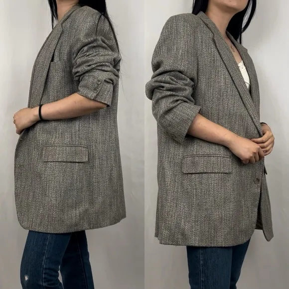 Vintage Haggar Grey Tweed Oversized Boyfriend Blazer
