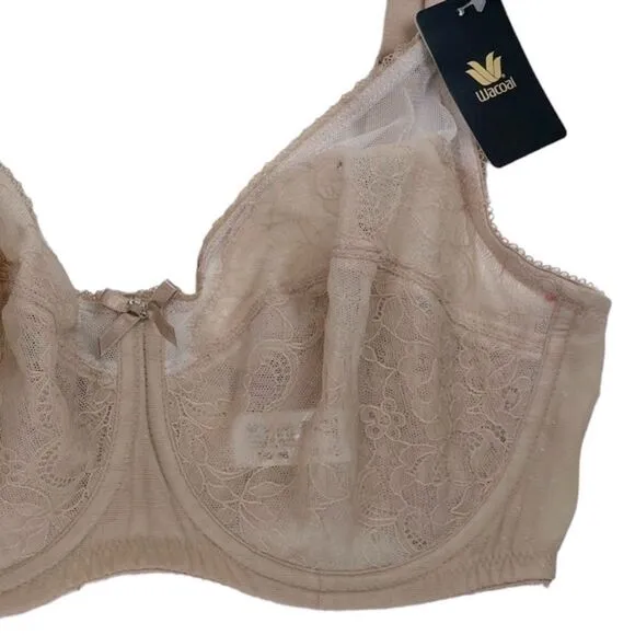 Wacoal 855186 Retro Chic Full Figure Underwire Lace Bra in Toast Size 46DD NEW